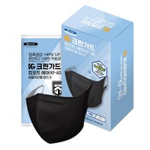 [유한킴벌리] 귀안아픈 새부리형 비말차단 마스크 20매 귀편한마스크, 대형 검정 20매