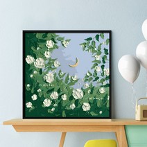 Diy 셀프 페인팅 유화 핸드페인팅 힐링 장식 풍경 유화 아트 컬러링 손 그림, XF024백장미, 40x40cm  화이트 조립테두리, 아이케어 컬러 팔레트 2세트 안료 2세트 펜