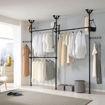 이지온 국민튼튼 캑터스 행거 EOBC-303 코너 튼튼한 철재 스탠드 옷걸이 고정식 원룸, 블랙 선인장 옷걸이봉