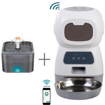 자동 개 고양이 피더 35L 건조 식품 2L 애완 동물 물 분수 음료 스마트 그릇, 없음, WIFI Feed And Water+With USB p