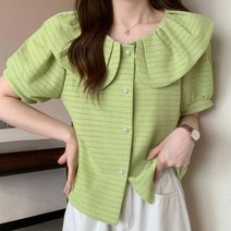 이지핏 둥근 꽃잎 모양 카라 여자 블라우스 셔츠 예쁜 반팔 여성여름블라우스 블라우스셔츠 셔츠블라우스 여자여름셔츠 퍼프블라우스 정장블라우스 시원한블라우스 예쁜블라우스 블라우스코디 드레스셔츠 가벼운블라우스