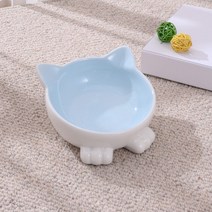 고양이 그릇 도자기 빗살 아기 고양이 물그릇 밥그릇 고양이 물그릇 고양이 물 그릇 고양이 밥그릇 낮은발 고양이 용품, [꼬마발 시리즈] 파도블루개
