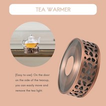 양초난로 캠핑용화목난로 거꾸로타는난로Durable Stainless Steel Tea Warmer Heating Base Teapot Warm, [01] 라이트 그레이