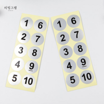 원형숫자스티커 넘버링 넘버 스티커 실버 1-10