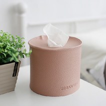호텔식 인테리어 urban life 가죽 원형 롤 티슈 두루마리 화장지 케이스, 원형핑크