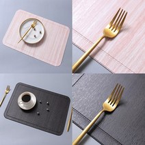 보슈 우드 디자인 방수 테이블 매트 4P 감각적인 대리석 유럽풍 식탁매트 홈파티 집들이 플레이팅, 30×45, 블랙