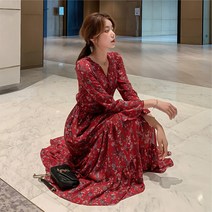 디커스텀 여성용 튤립 플레어 롱원피스