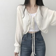 리리의감각 여성 노카라 벌룬소매 볼레로코디 크롭 숏 긴팔 골지 니트 가디건