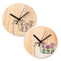 민화샵 원목 시계만들기(모란품은닭) 약15cm