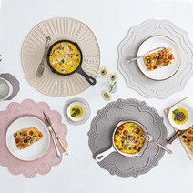 VBC까사 실리콘 식탁매트 6style 6color, 라운드 스트라이프, 크림