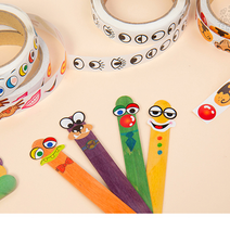 얼굴만들기 눈 코 입 롤스티커 꾸미기 소품데코 스티커, 검정눈