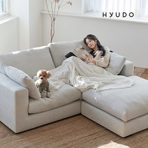 [즉시할인 40000원+중복쿠폰10000원][무료설치상품] 휴도 시월의 동백 구스 아쿠아 패브릭 소파 3인 소파 푹신한 소파 화이트 (쿠션 증정), 크림그레이