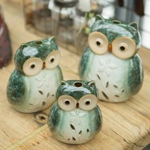 [바보사랑] EJV132 그린부엉이 캔들홀더 3p, 상세 설명 참조