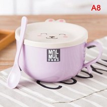 일본 우동 그릇 덮밥 라면 세트 도자기 스테인레스 스틸 더블라면 인스턴트 누들 Antiscalding Cute Rabbit671, 8