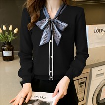 넷투넷코리아 여성 긴팔 티셔츠 브이넥 리본 데일리 니트 가디건