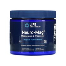 라이프익스텐션 L-Threonate 트레온산 마그네슘 93.35g 파우더 트로피컬 펀치 스테비아 추출물 함유