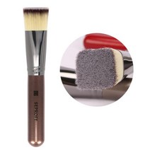 전문 파운데이션 메이크업 브러쉬 틸트 플랫 헤드 금속 우드 페인트 핸들 컨실러 메이크업 도구 brochas maquillaje 세트 1 개, gold flat