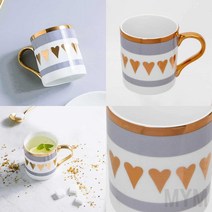 마이몰12 골드링 하트 머그컵 350ML 금장머그컵 라떼머그잔, 흰색, 1개