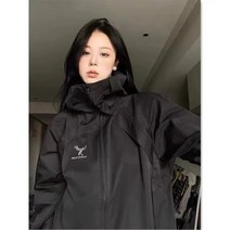 여성 바람막이점퍼 등산 방수 바람막이자켓 새로운 자켓 흑백 디자인 감각 수 놓은 솔리드