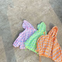 마지막 수량 여아 남아 여름 간절기 아우터 긴팔 체크 헬로 후드 점퍼 바람막이 3color