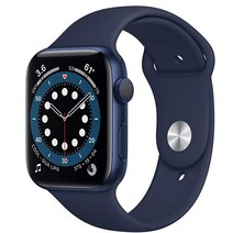 Apple 애플워치 6, 44mm, GPS, 알루미늄, 블루 / 딥 네이비 스포츠 밴드, 블루 알루미늄 케이스, 딥 네이비 스포츠 밴드