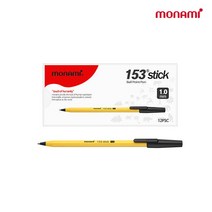 모나미 153 스틱 유성볼펜 1.0mm x 12p, 흑색, 1개