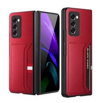 초소형빔프로젝터 가성비빔프로젝터 with card holder leather phone bag case for samsung galaxy z fold 3 4 fold4 5g 2, 갤럭시 z 폴드 2용, 빨간색