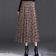 새로본 수1801땡땡이S 봄롱스커트 빅사이즈셔링여성여자 미시