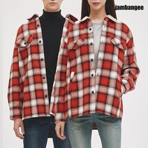 잠뱅이 공용 보아털카라 체크 셔켓 레드 AJ4WSK42-RE