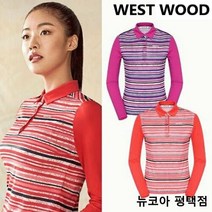 웨스트우드 WEST WOOD 봄 가을 간절기 등산 트레이닝 캠핑 등 일상생활에서 활동적이고 편안하게 입을수 있는 여성 멀티 스트라이프 자카드 티셔츠 WK1WCTP474