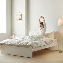 장인가구 루이 무헤드 소나무 원목침대 프레임 Q, 화이트