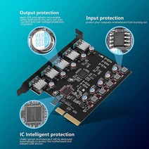 PCIe to USB 3.2 Gen 2 연장 카드 10Gbps 5 A 포트 PCI Express 어댑터 PC 데스크톱용 마더보드 윈도우 7/8/10 맥 OS 리눅스 지원 127