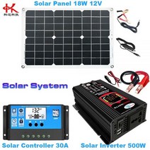 태양광인버터 패널 컨트롤러 가정용 순수정현파 MPPT 주택용 T3B Soar System Set = 태양광 발전 인버터 변환기 변압기 12 v ~ 110 220 500w + 18w, 시스템 12V 110V