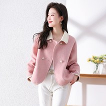 이른 봄 순수 핸드메이드 양면 양모 얇은 타탄색 맞춤 양모 반코트