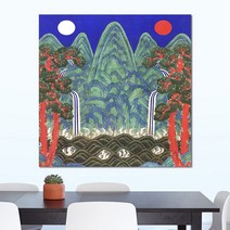 나봄갤러리 일월오봉도 궁중회화 다섯개의 봉우리 해와달 동양화 한국화, 5.캔버스 액자