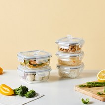 [모던하우스 창원점]전자레인지에 바로 돌리는 스팀홀 유리밀폐용기 5P세트 320ml*3 520ml*2_KC0523013