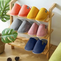 골덴보온털겨울실내화 컬러쿠션사무실슬리퍼