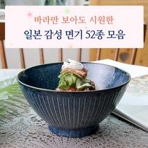 일본 도자기 면기 모음 52종/우동기 라면기, 03_블루 레인 면기, 1개