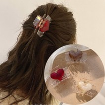 미니하트 여성 자개하트 머리핀 헤어집게핀