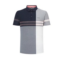[ESSENTIAL ITEM] 네이비 컬러 블록 포인트 프리미엄 면혼방 반팔 티셔츠 DGTS2B451N3