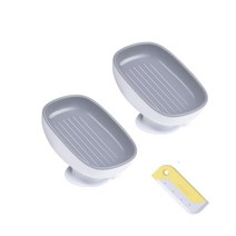 던캣 워터폴 자동물빠짐 비누각 비누 받침 거치대 2개+와이퍼(색상랜덤) 1개, 회색 2개, 2개