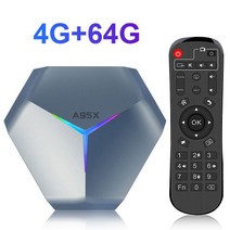 MP3 플레이어 MP4 미디어 A95X F4 안드로이드 11 스마트 TV 박스 8K HD RGB 라이트 Amlogic S905X4 4GB 32GB 64GB 24G5G 듀얼 Wifi, 13.Eu 플러그 - 4G64G
