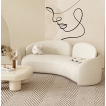 화이트쇼파 라운드형 패브릭 북유럽 심플 4인용 대형, 오프화이트 2인용