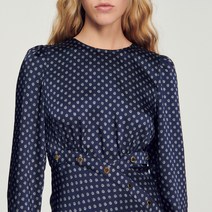 산드로 원피스 드레스 Long flowing dress with polka-dot print