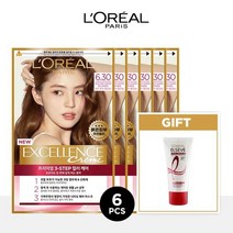 CJ기획로레알파리 엑셀랑스 크림 염모제 6개+TR5 헤어팩 50ml 160792, 5.6호 - 적빛 자연 갈색x6, 5.6호 - 적빛 자연 갈색x6