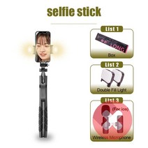 짐벌셀카봉 아이폰 짐벌 스마크폰 셀카봉 fangtuosi 무선 셀프카메라 스틱 삼각대 스탠드 gopro 액션 카메라 용 led 라이트가있는 접이식 모노 포드 스마트 폰 라이브, 두 개의 빛