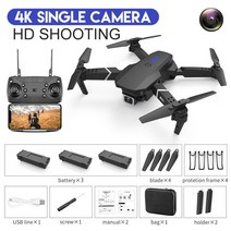 스파이 드론 아바타 농업용드론 잠수드론KBDFA-E88 Pro RC 접이식 쿼드콥터 드론 4K HD 와이파이 FPV 1080, 17 black-single C-4K-3B