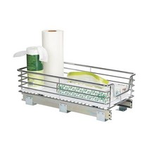 Household Essentials Glidez 크롬 도금 스틸 풀아웃/슬라이드 아웃 보관 정리함 싱크대 아래 또는 캐비닛 사용을 위한 플라스틱 라이너 포함 - 2단 디자인 표, 1-Tier Extended