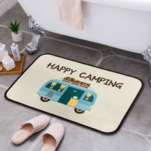 DAYA 감성 발매트 HAPPY CAMPING 욕실 주방 발매트 현관 러그 국내생산 (친환경), 본상품