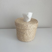 심플 라탄 원형 두루마리 휴지케이스 화장지 티슈 케이스 나무 휴지 박스, 1개